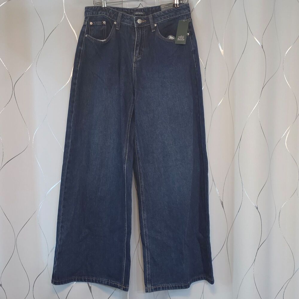 Universal Thread High Waisted Wide Leg Dark Wash Blue Jeans Size 8